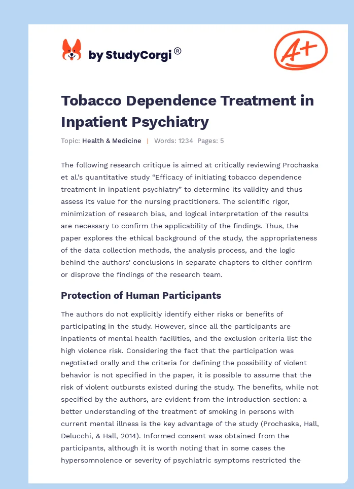 Tobacco Dependence Treatment in Inpatient Psychiatry. Page 1