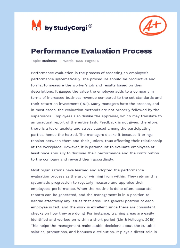 Performance Evaluation Process. Page 1