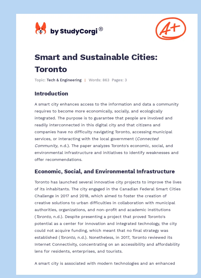 Smart and Sustainable Cities: Toronto. Page 1