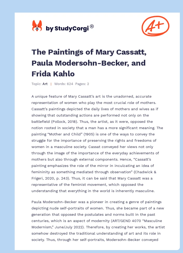 The Paintings of Mary Cassatt, Paula Modersohn-Becker, and Frida Kahlo. Page 1