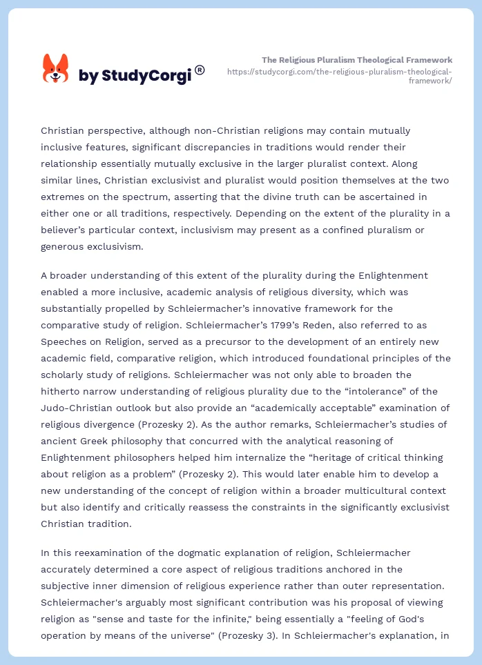 The Religious Pluralism Theological Framework. Page 2