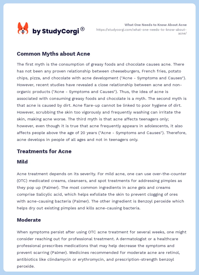 What One Needs to Know About Acne. Page 2