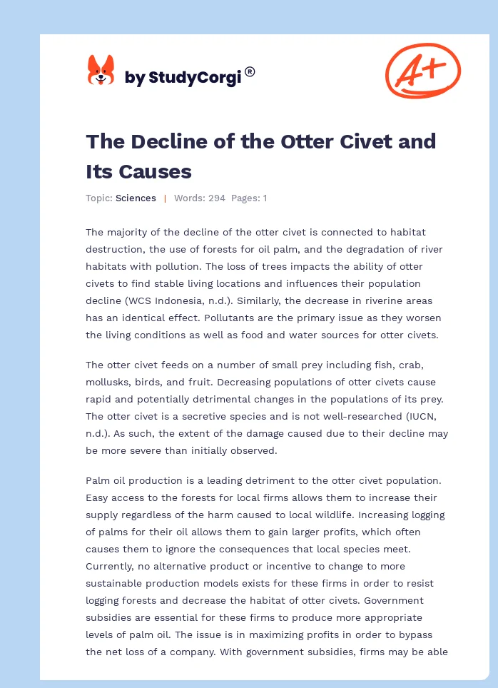 The Decline of the Otter Civet and Its Causes. Page 1