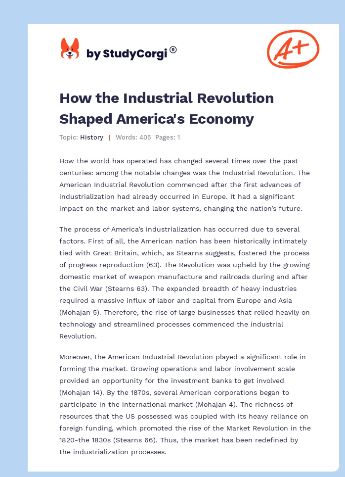 How the Industrial Revolution Shaped America's Economy. Page 1