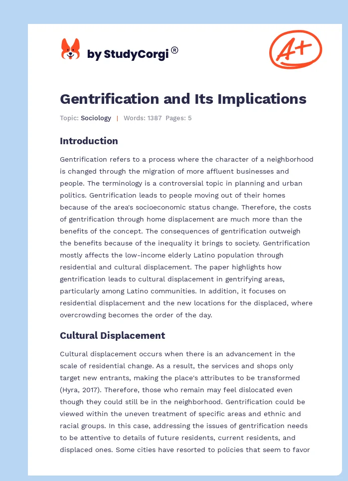 Gentrification and Its Implications. Page 1