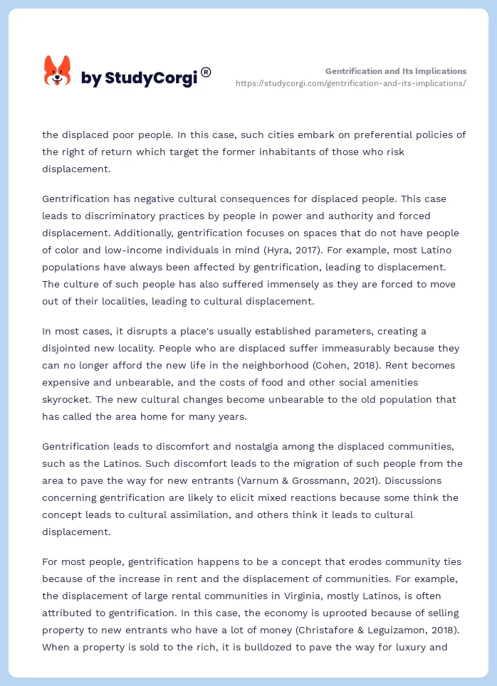 Gentrification and Its Implications. Page 2