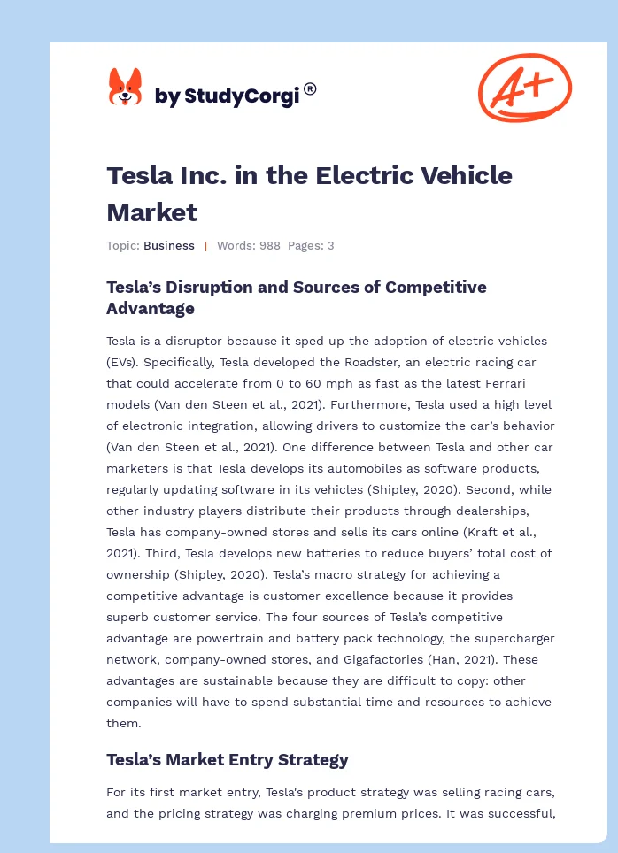 Tesla Inc. in the Electric Vehicle Market. Page 1