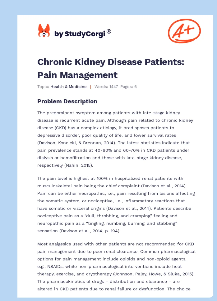 Chronic Kidney Disease Patients: Pain Management. Page 1