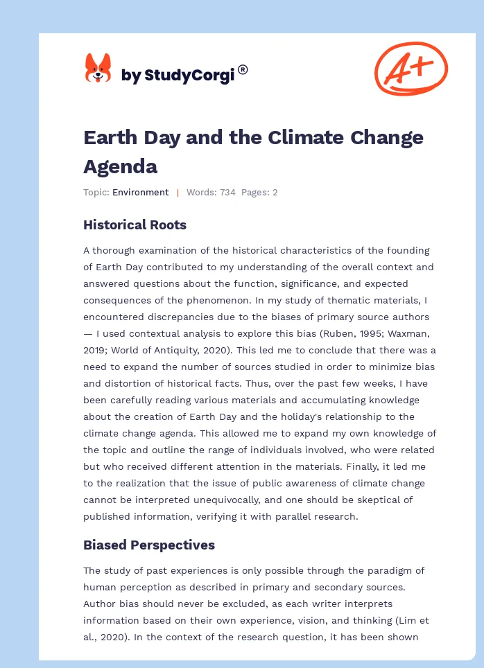 Earth Day and the Climate Change Agenda. Page 1