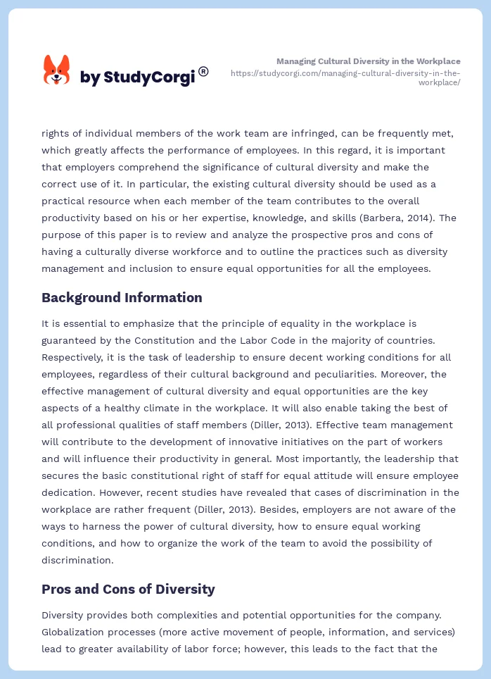 Managing Cultural Diversity in the Workplace. Page 2