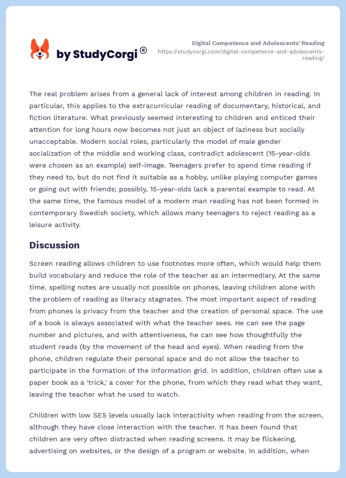 Digital Competence and Adolescents' Reading. Page 2