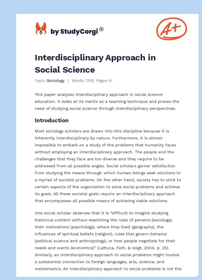 Interdisciplinary Approach in Social Science. Page 1