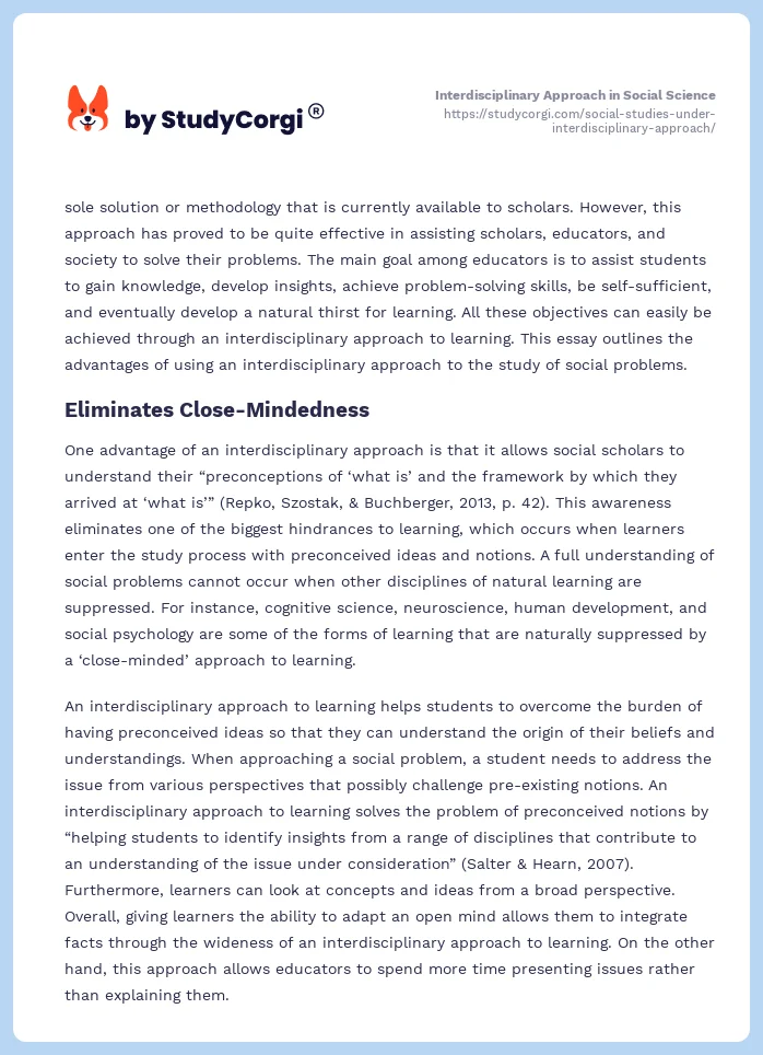 Interdisciplinary Approach in Social Science. Page 2