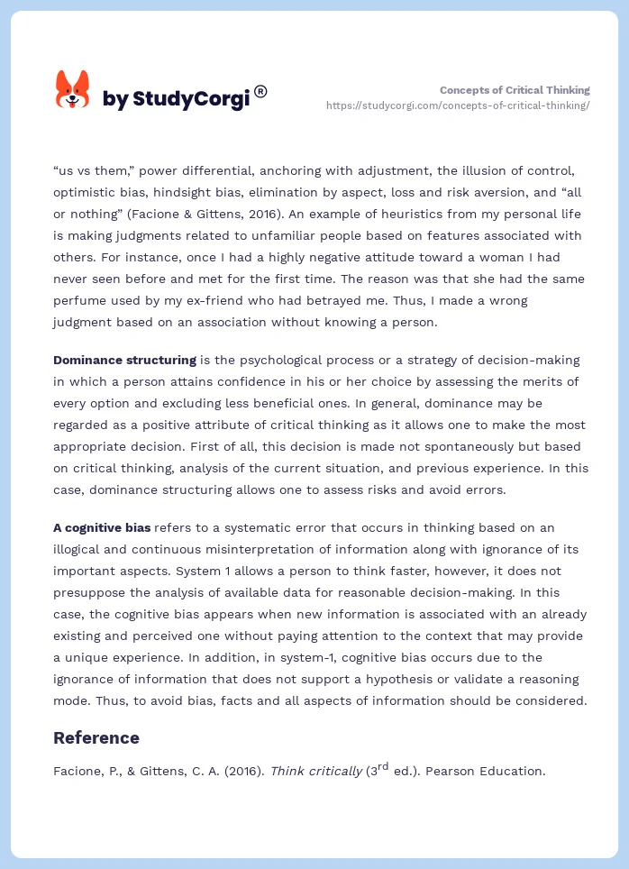 Concepts of Critical Thinking. Page 2