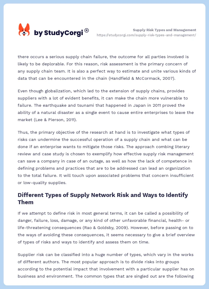 Supply Risk Types and Management. Page 2