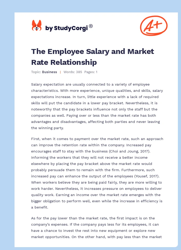 The Employee Salary and Market Rate Relationship. Page 1
