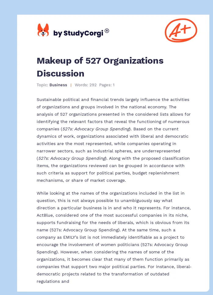 Makeup of 527 Organizations Discussion. Page 1