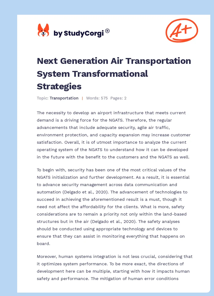 Next Generation Air Transportation System Transformational Strategies. Page 1