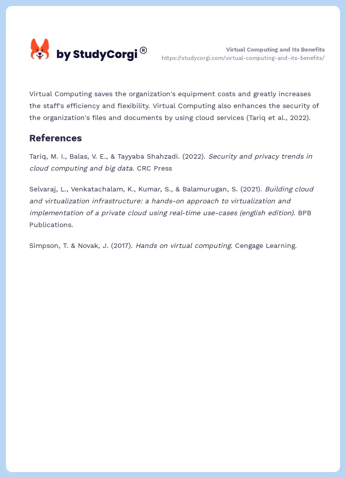 Virtual Computing and Its Benefits. Page 2