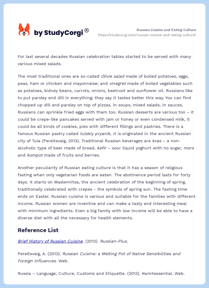 Russian Cuisine and Eating Culture. Page 2