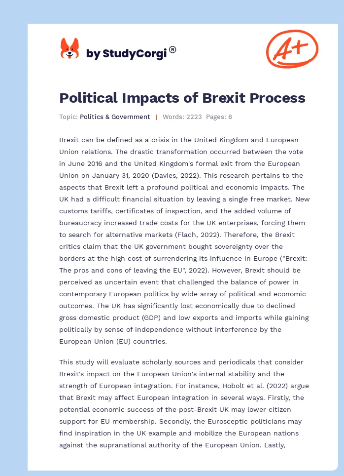 Political Impacts of Brexit Process. Page 1