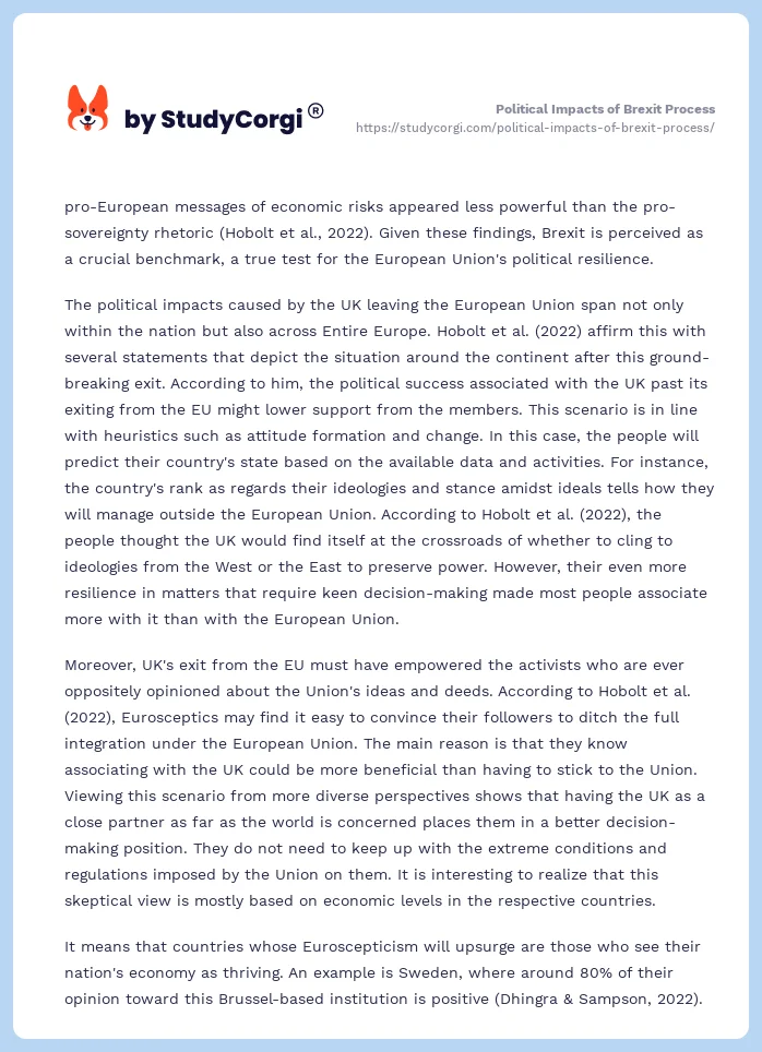 Political Impacts of Brexit Process. Page 2