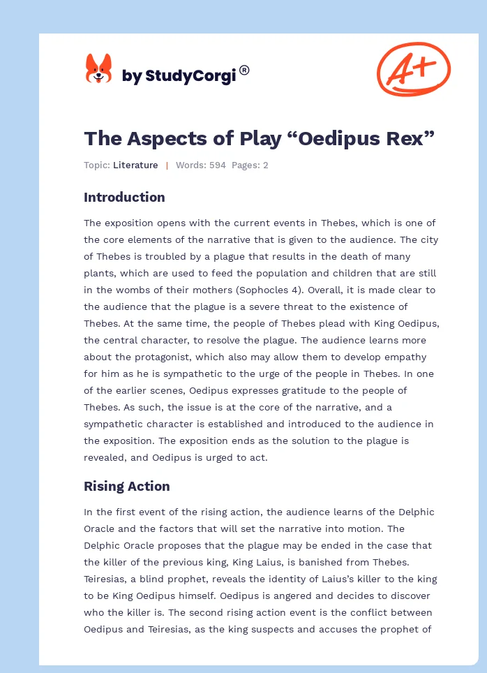 The Aspects of Play “Oedipus Rex”. Page 1