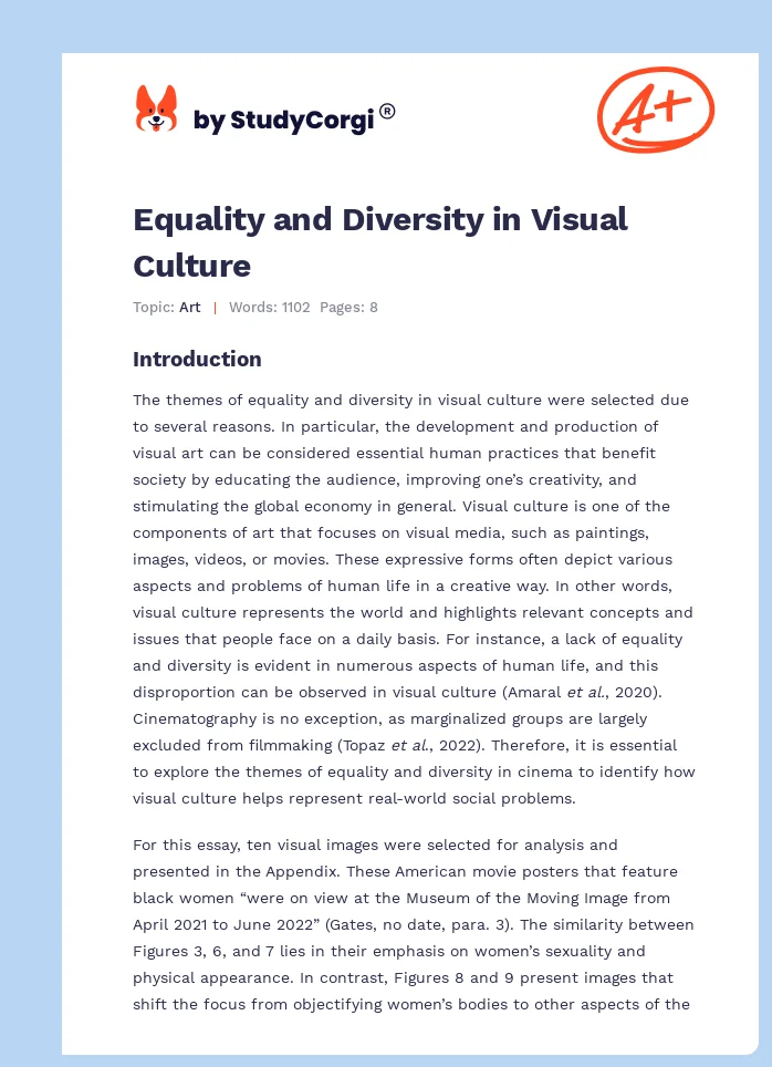 Equality and Diversity in Visual Culture. Page 1