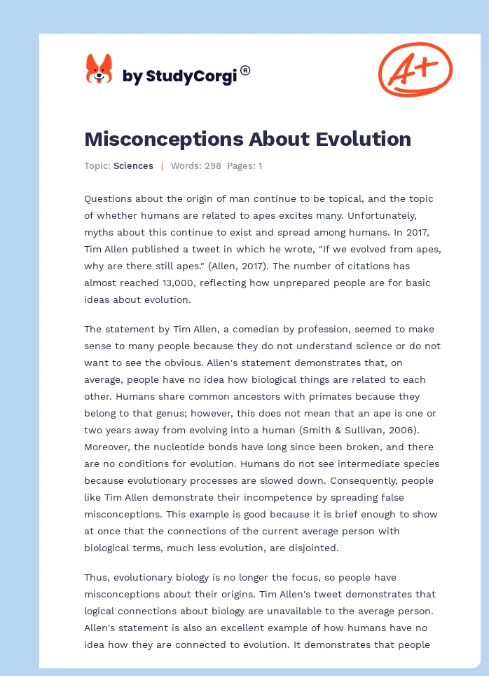 Misconceptions About Evolution. Page 1