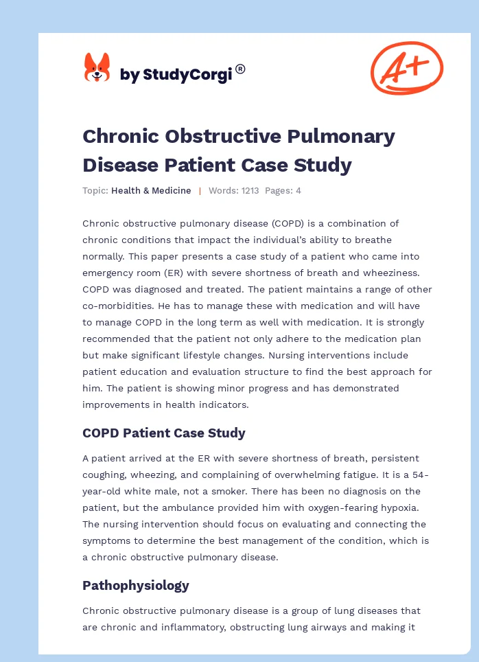 Chronic Obstructive Pulmonary Disease Patient Case Study. Page 1