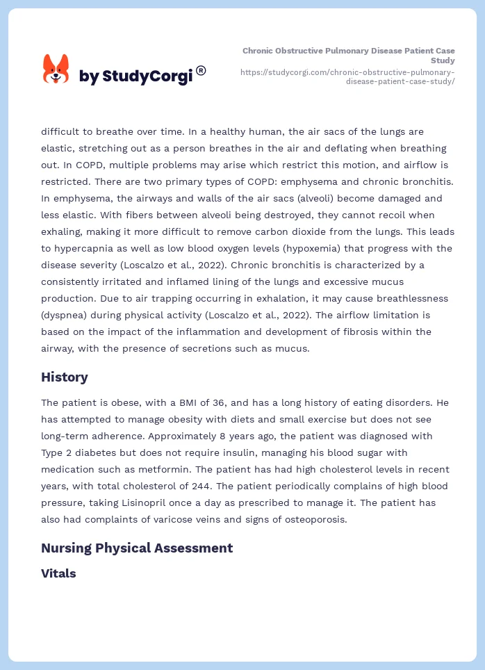 Chronic Obstructive Pulmonary Disease Patient Case Study. Page 2