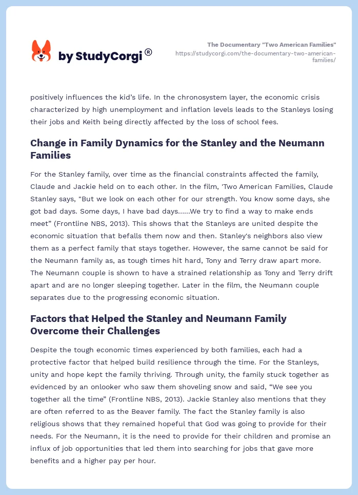 The Documentary "Two American Families". Page 2