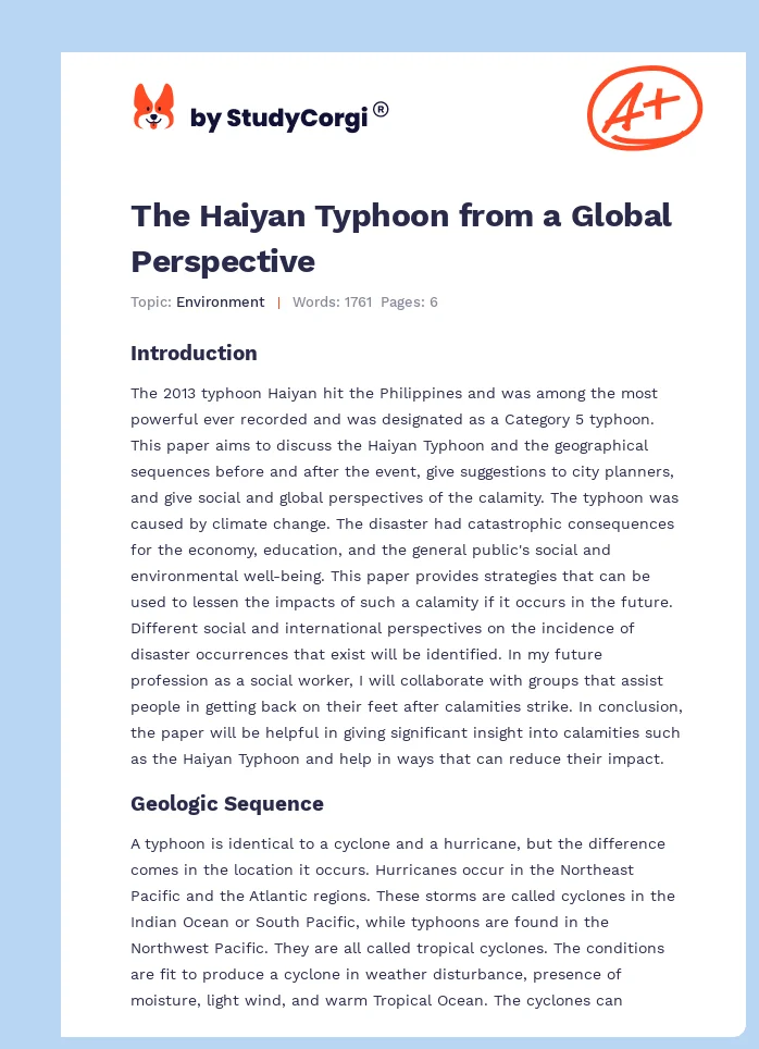 The Haiyan Typhoon from a Global Perspective. Page 1