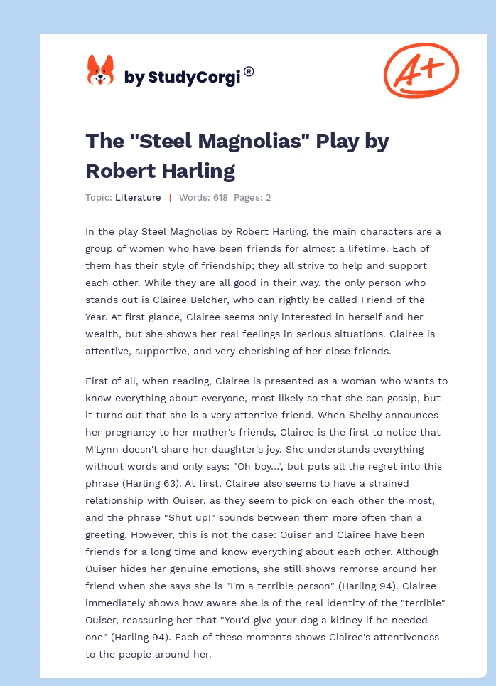 The "Steel Magnolias" Play by Robert Harling. Page 1