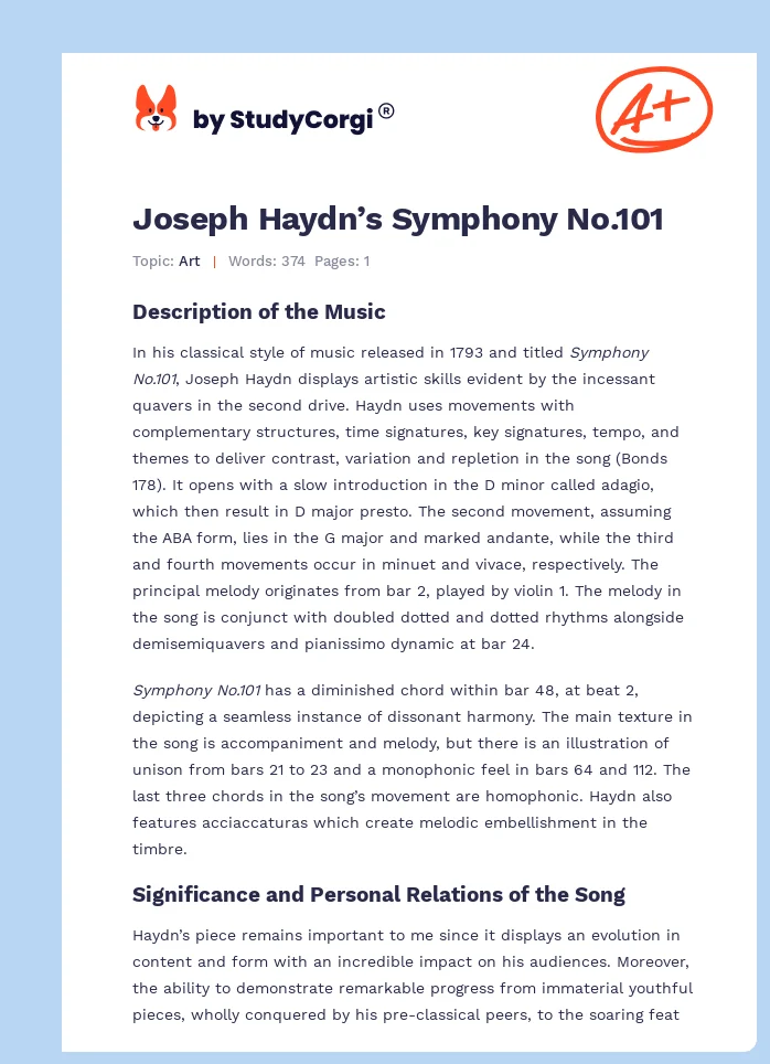 Joseph Haydn’s Symphony No.101. Page 1