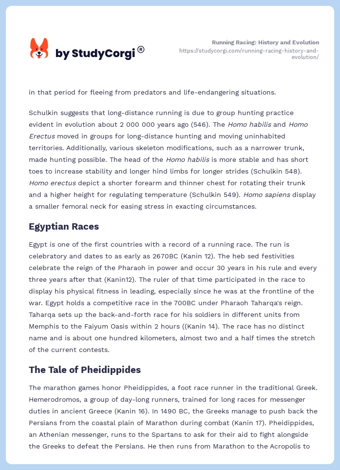 Running Racing: History and Evolution. Page 2