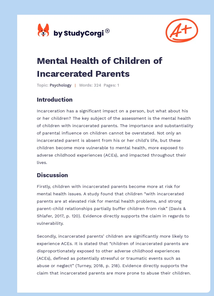 Mental Health of Children of Incarcerated Parents. Page 1