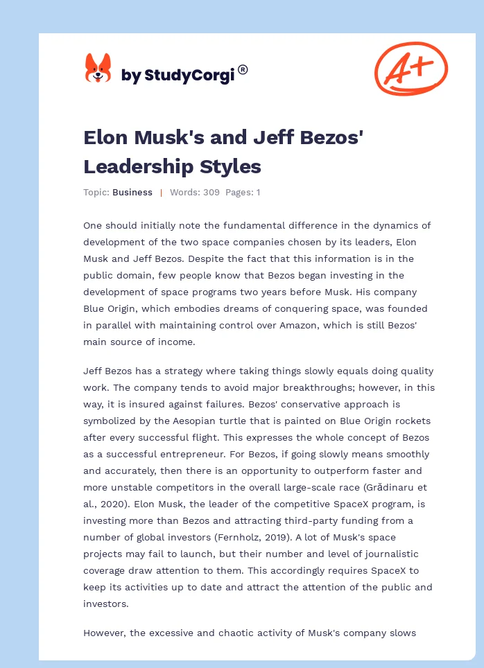 Elon Musk's and Jeff Bezos' Leadership Styles. Page 1