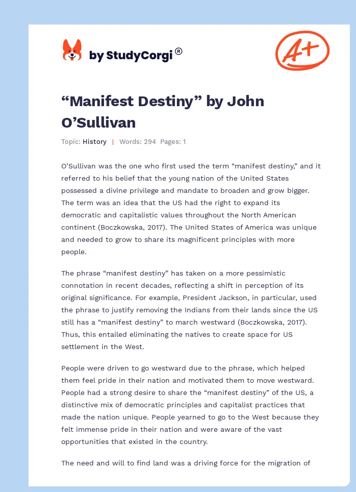 “Manifest Destiny” by John O’Sullivan. Page 1