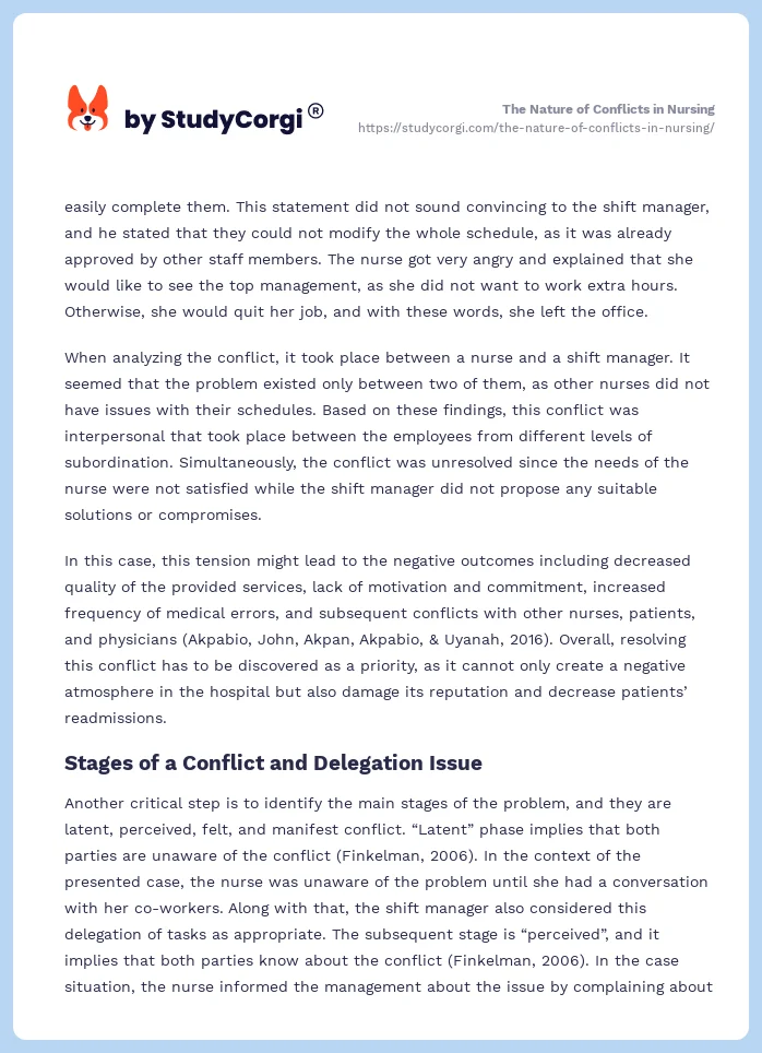 The Nature of Conflicts in Nursing. Page 2