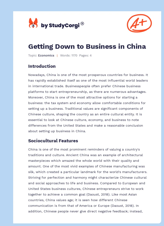 Getting Down to Business in China. Page 1