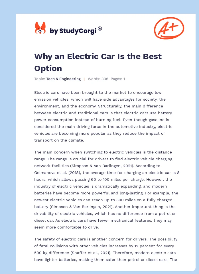 Why an Electric Car Is the Best Option. Page 1
