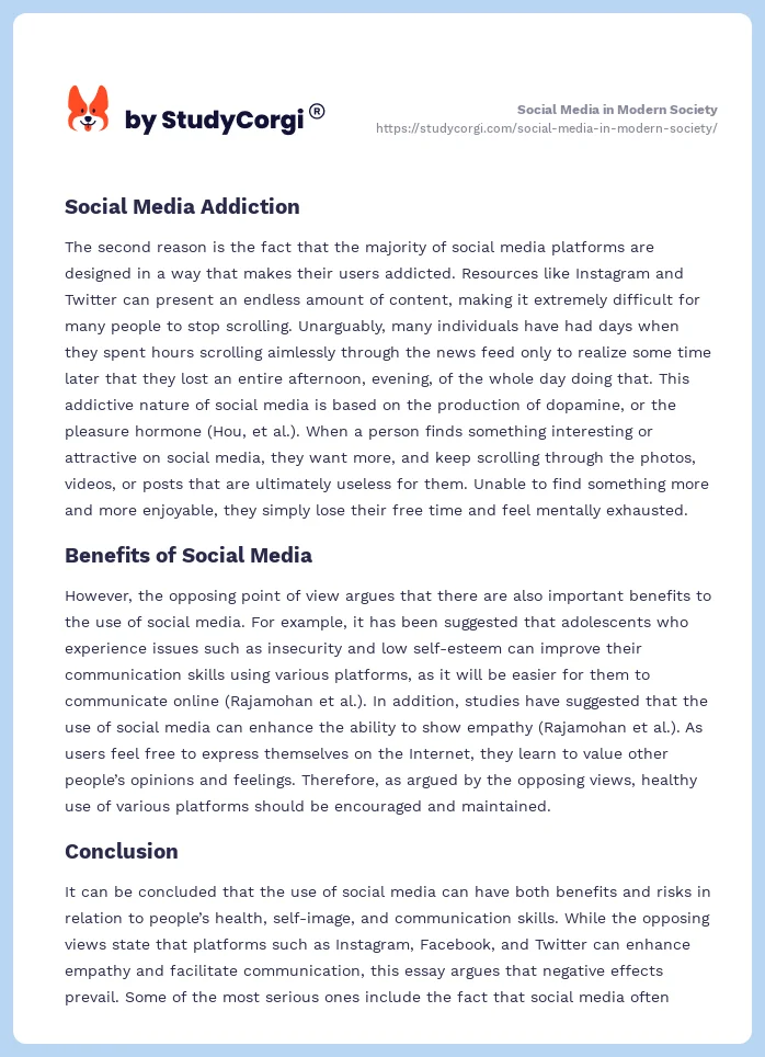 Social Media in Modern Society. Page 2