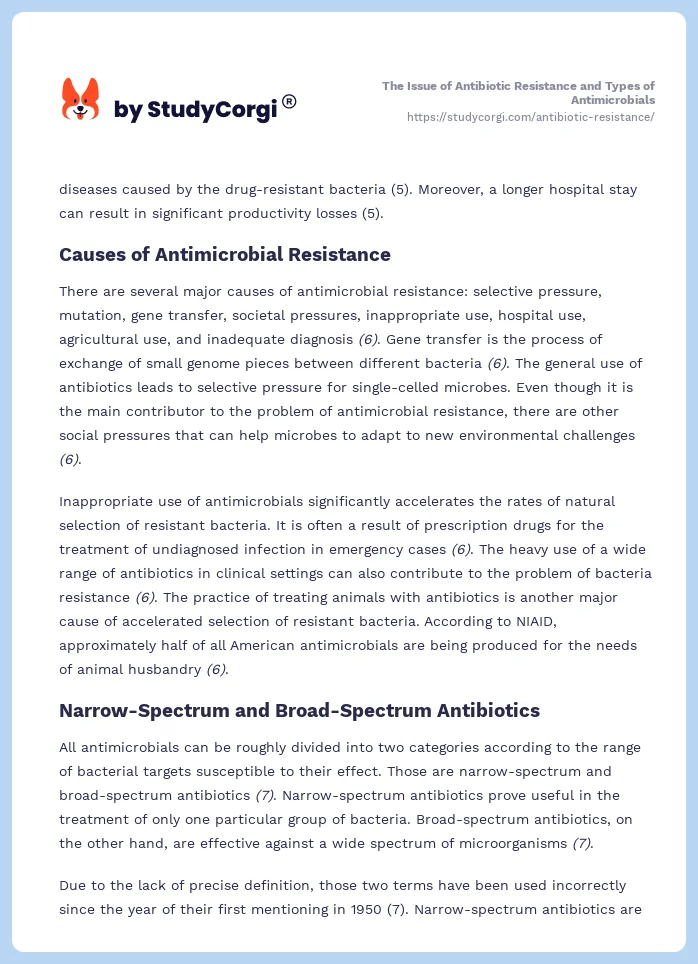 The Issue of Antibiotic Resistance and Types of Antimicrobials. Page 2