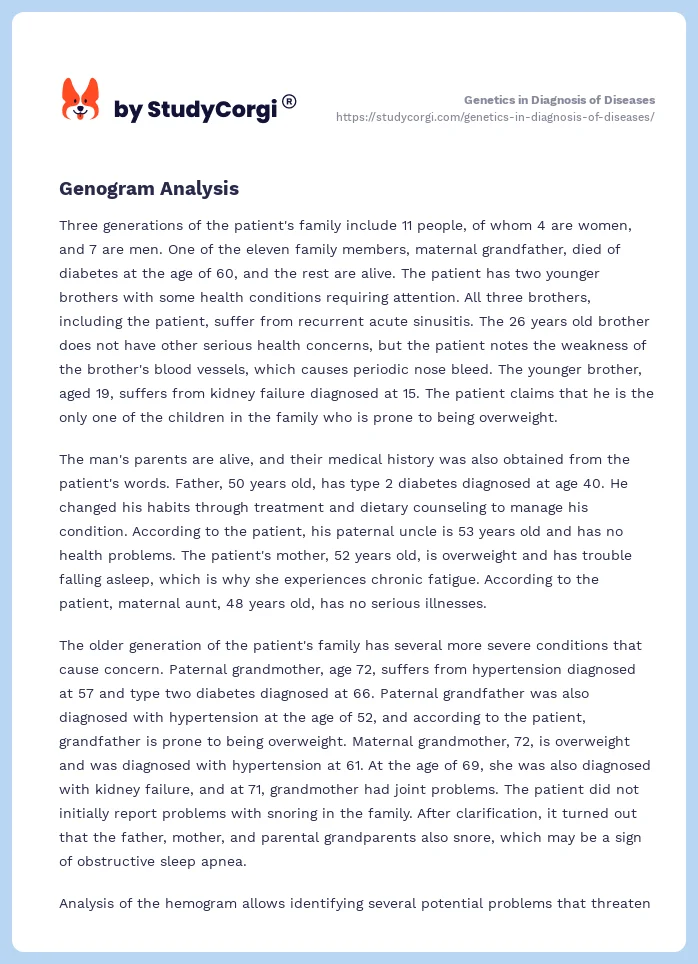 Genetics in Diagnosis of Diseases. Page 2