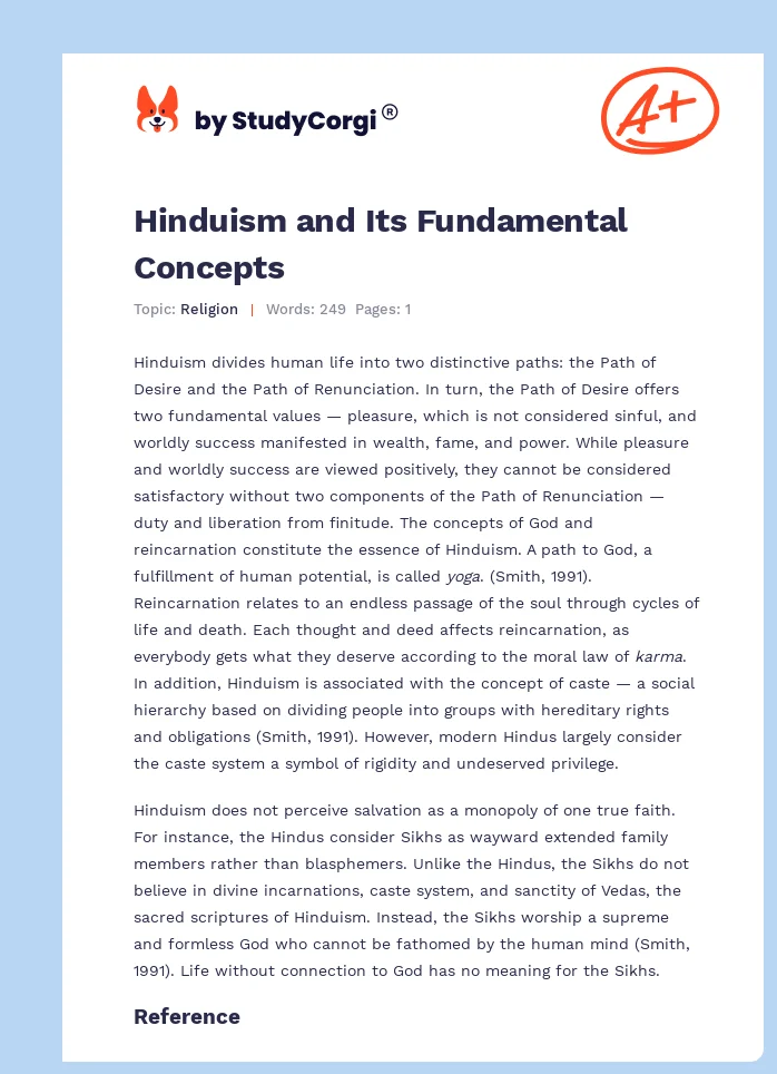 Hinduism and Its Fundamental Concepts. Page 1