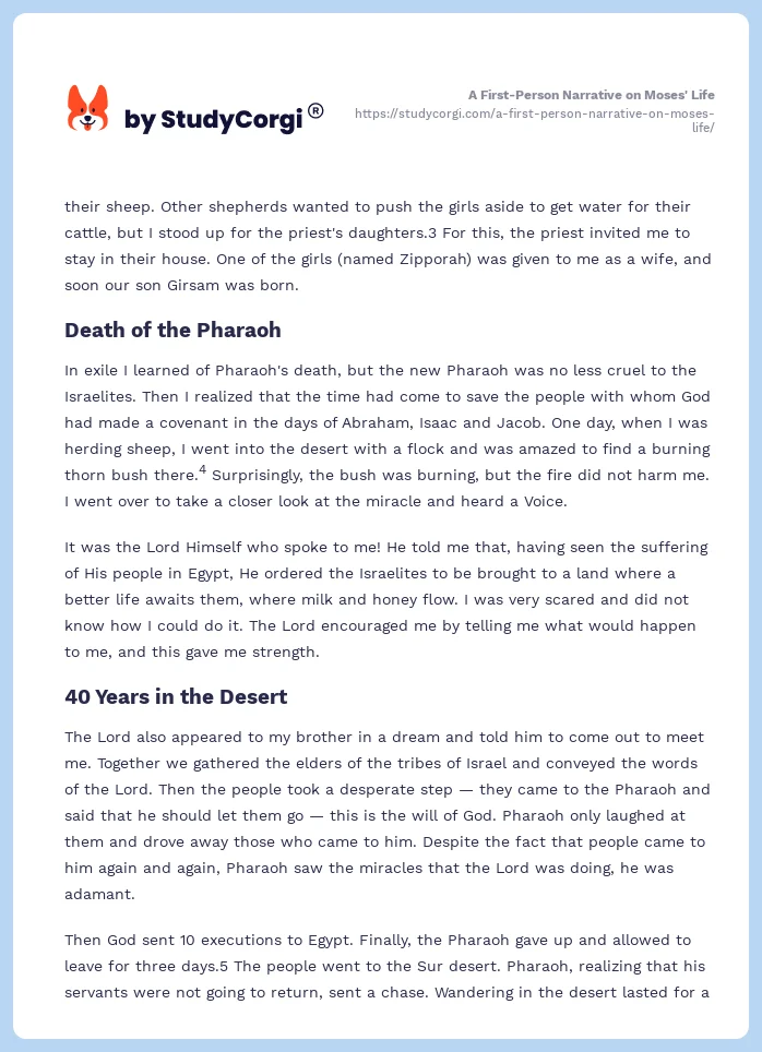 A First-Person Narrative on Moses' Life. Page 2