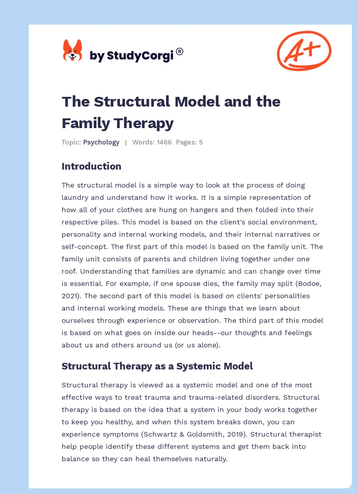 The Structural Model and the Family Therapy. Page 1