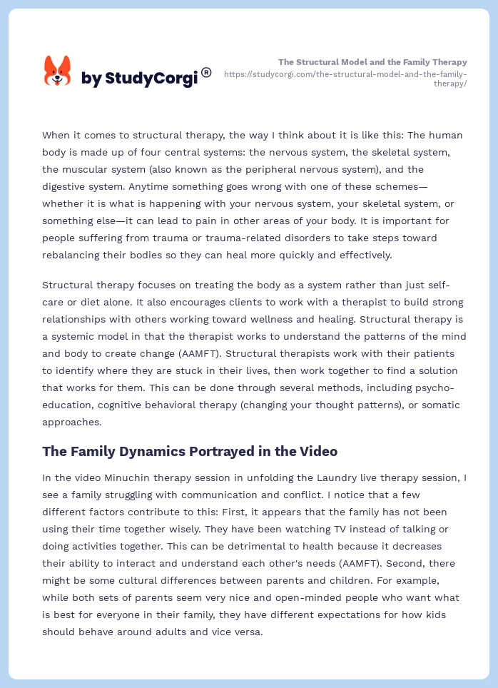 The Structural Model and the Family Therapy. Page 2