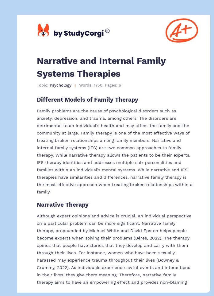 Narrative and Internal Family Systems Therapies. Page 1